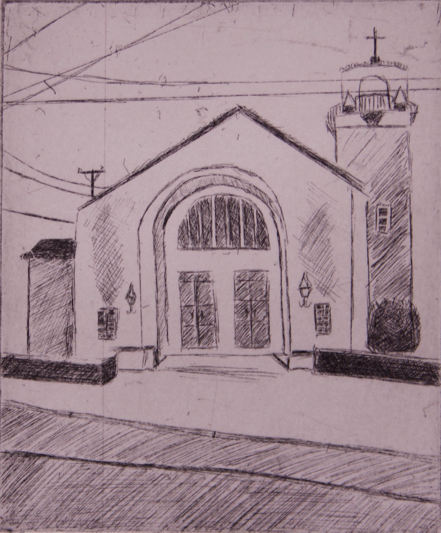 Grace Lutheran Church, 4”x4.5”, etching