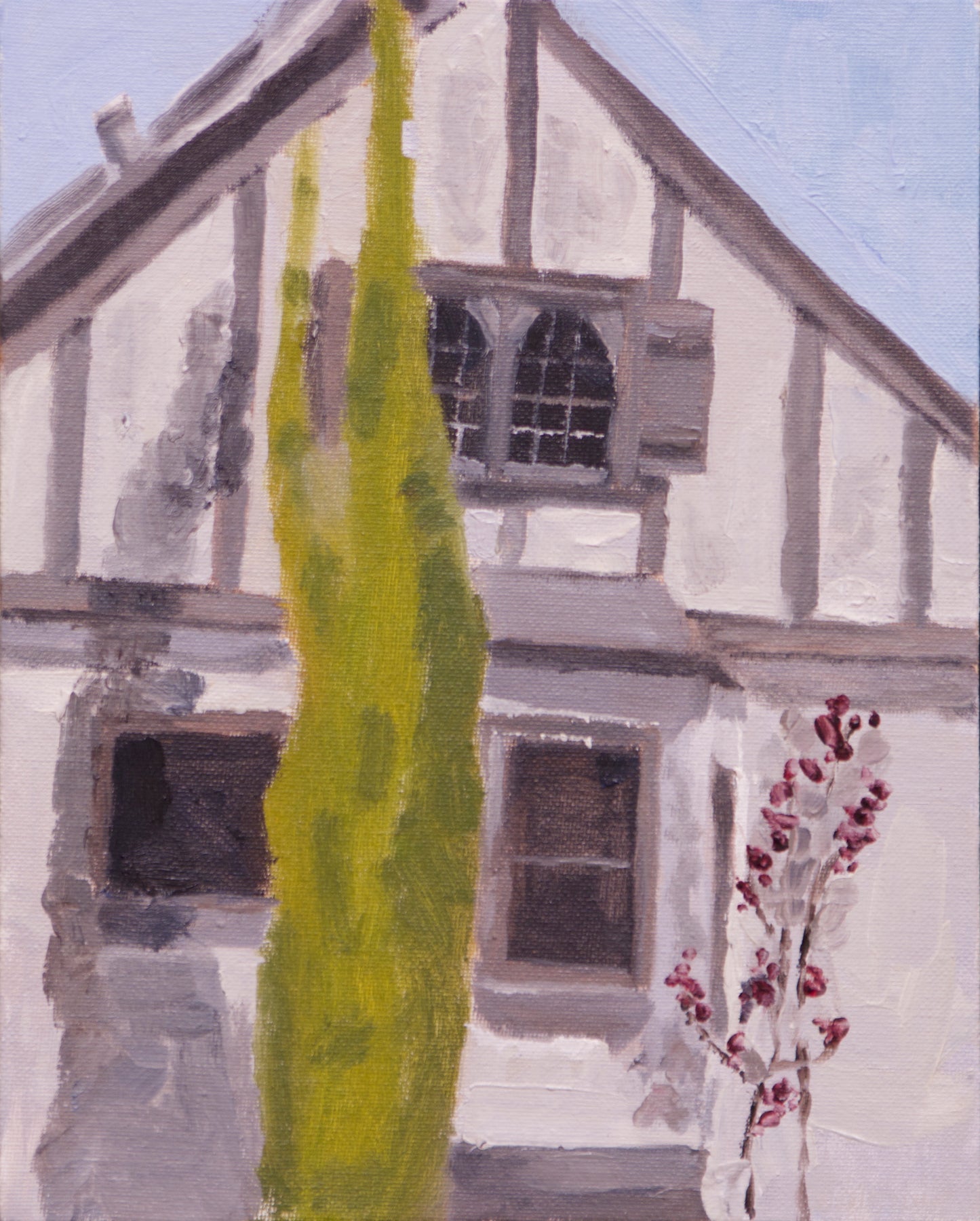 Gray house, 10”x8”, oil on canvas board