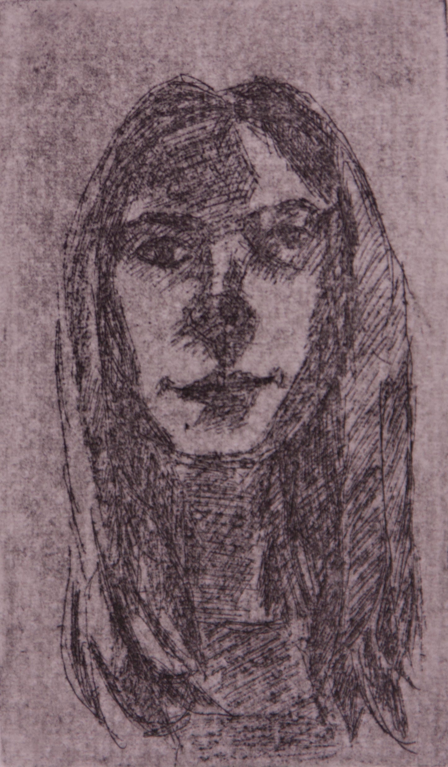 Portrait of a woman, 3.5”x4”, etching