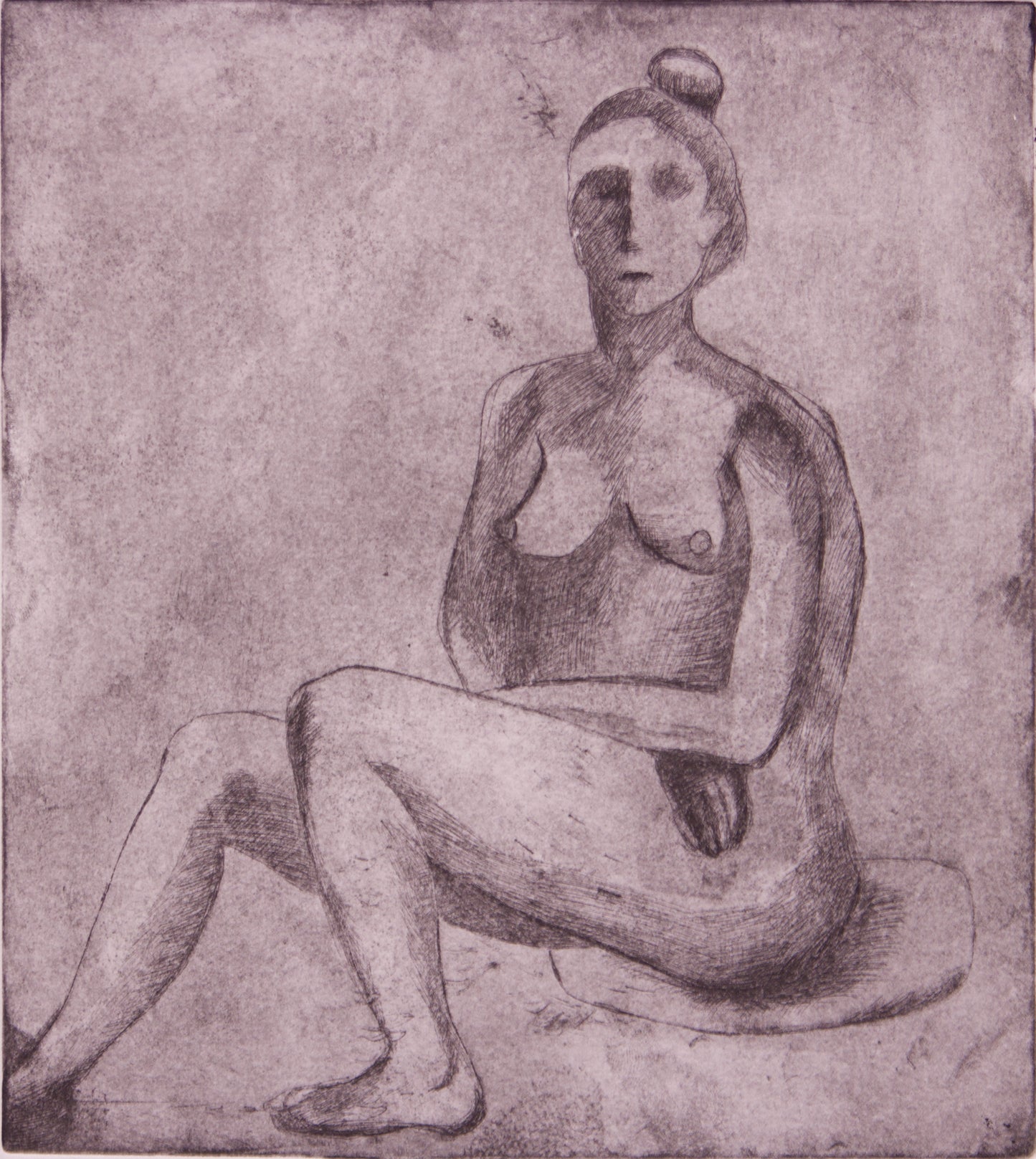 Seated woman, 8”x8.5”, etching