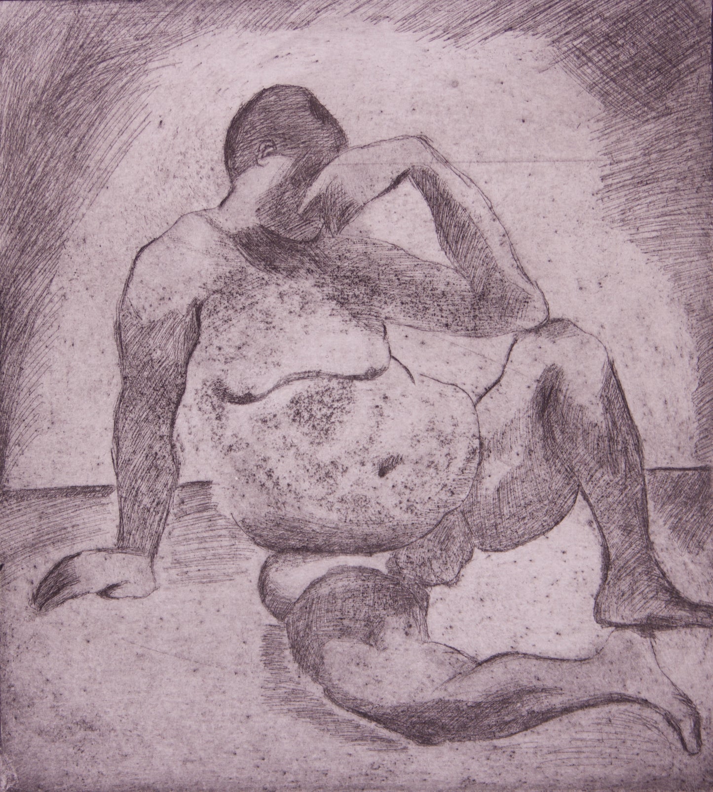 Thinking man, 6”x8”, etching