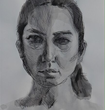 Self-portrait – Brush & Pen with Ink – 30x40cm