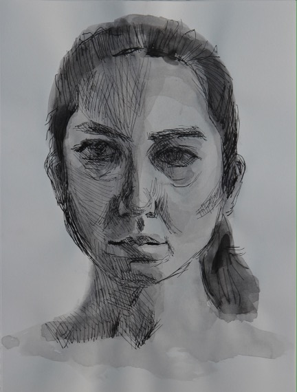 Self-portrait – Brush & Pen with Ink – 30x40cm
