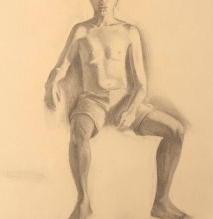 Sitting Figure – Charcoal on Paper – 40x70cm