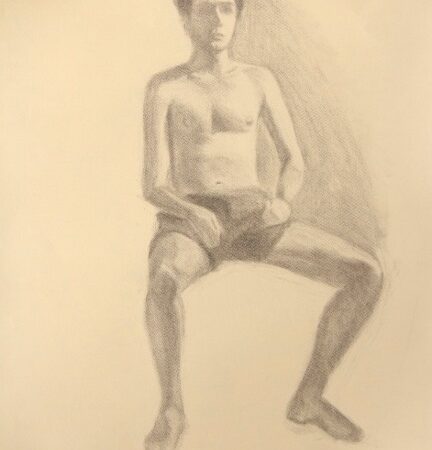 Sitting Figure – Charcoal on Paper – 45x70cm