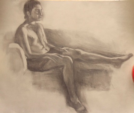 Sitting Figure - Charcoal on Paper - 70x45cm